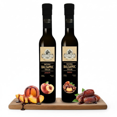 Ellora Farms, Combo Pack Dates and Peach Infused Balsamic Vinegar Creme, All-Natural,