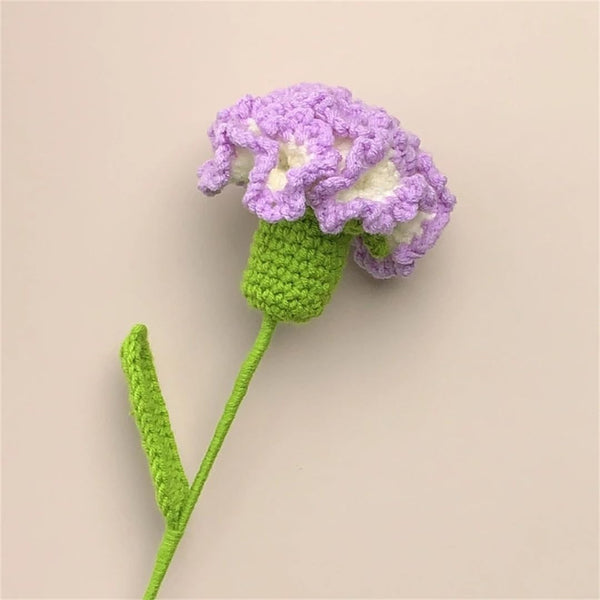 Hcclijo DIY Carnation Flower Hand-Knitted Carnation Simulated Crochet Flower Mother's Day Simulated Bouquet