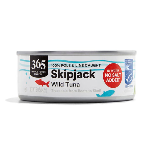 365 by Whole Foods Market, Unsalted Skipjack Tuna in Water, 5 Ounce