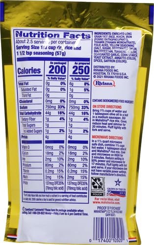 5 oz (Pack 5) Mahatma Yellow Seasonings & Long Grain Rice, Gluten-Free, Non-GMO, Vegan, Bag