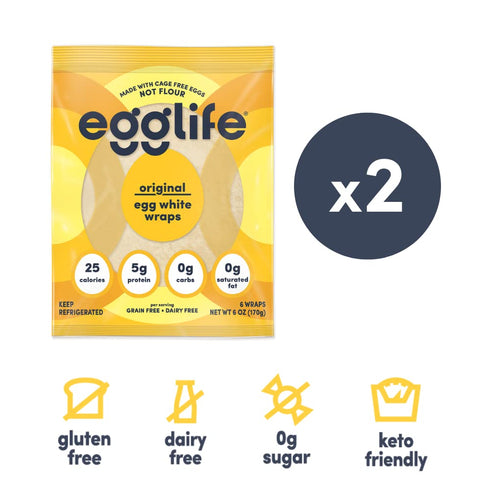 egglife 12 (2-6 Packs) Packed egg white wraps, original, Egg White Wraps, Total Wraps - Gluten Free, Dairy Free, No