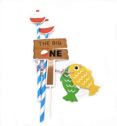 TUKIMA 21 PCS Pastel Blue Fishing Cake Toppers for Birthday & Baby Shower Parties