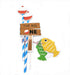 TUKIMA 21 PCS Pastel Blue Fishing Cake Toppers for Birthday & Baby Shower Parties