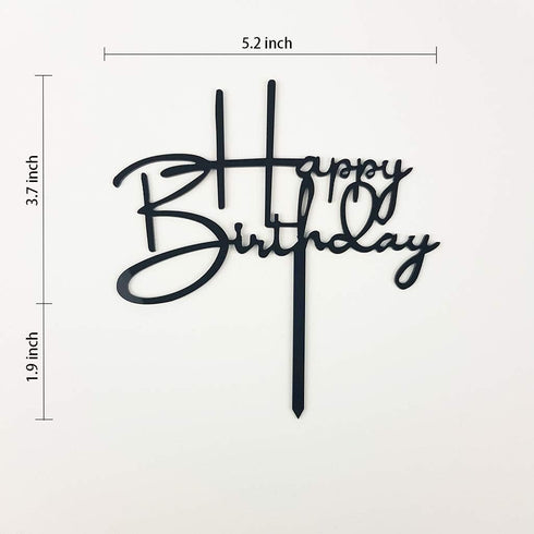 Happy Birthday Cake Topper for Birthday Party Decorations, Black Acrylic