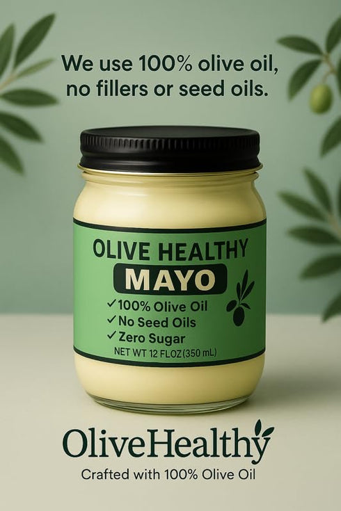 Olive Healthy 100% 12 Mayo made with Olive Oil, No Seed Oils and Zero Sugar, Ounces
