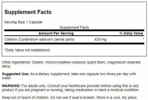 425 (60 Swanson Full Spectrum Cilantro (Coriander) Herbal Digestive and Antioxidant Supplement for Wellness-Conscious