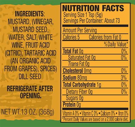 13oz (Pack 3) Dillman Farm All Natural Gourmet Dill Mustard - Gluten-Free, Non-GMO, Vegan, Kosher, Eco-Friendly