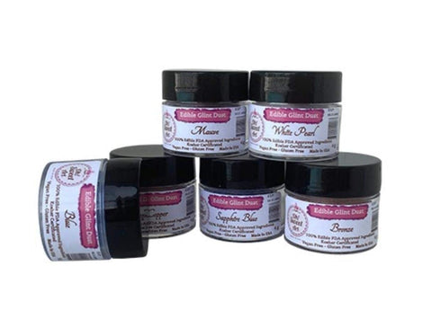 Edible Glint White Pearl Dust, Edible Luster Dust, 4 gram jar, Food Grade, Made in USA