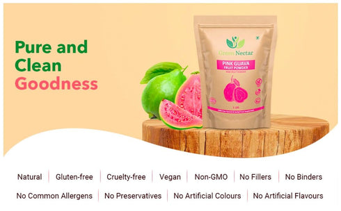 GREEN NECTAR (1 lb (16 Oz 1 Pack) Pink Guava Fruit Powder Bag), Unsweetened, Non-GMO, Vegan and Gluten Free
