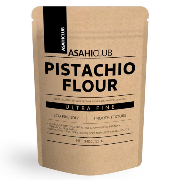 ASAHI CLUB Pistachio Flour, 100% Naturally Raw Pistachios, Ultra Fine, Gluten Free, Kosher, Low-Carb