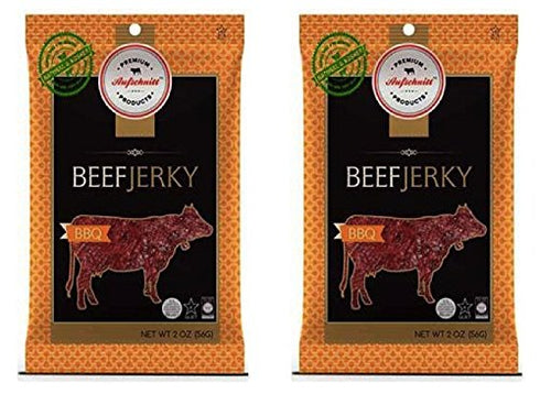 Aufschnitt Grass Fed Beef Jerky, Low Sodium, Certified Kosher, Halal and Keto Friendly, 2 Pack, BBQ