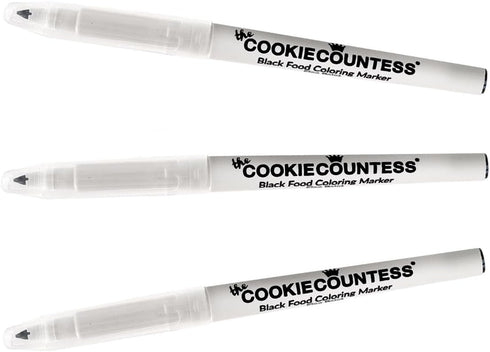 The Cookie Countess Value Pack of 3 Black Fine Tip Food Markers