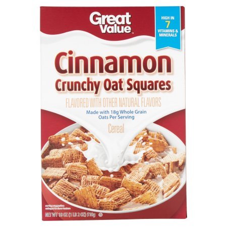BFYSYO Pack 3 18 oz of - Great Value Cinnamon Crunchy Oat Squares Cereal