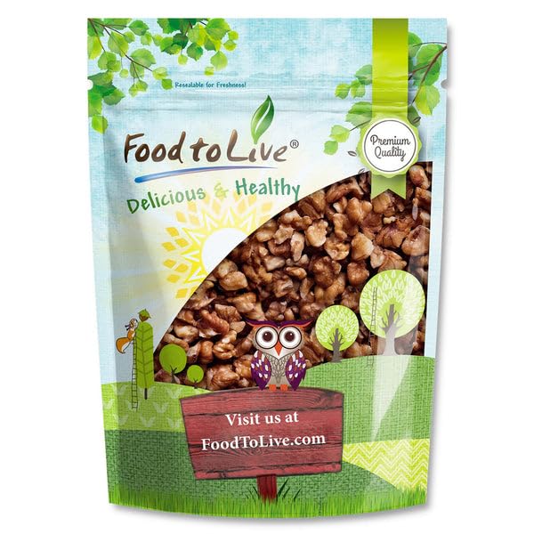 Food to Live Dry Roasted Walnut Pieces with Himalayan Salt, 6 Ounces