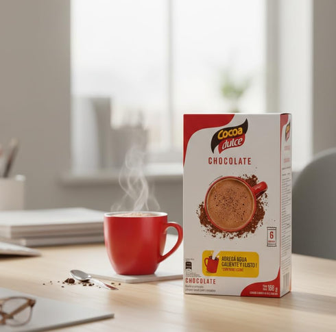 Cocoa Dulce 6 (28g 168g Chocolate Hot Cocoa Drink Mix, Instant Powder with Milk, Single-Serve Sachets Each), Box