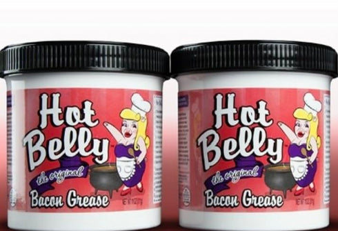 2 PACK 2-11 Hot Belly bacon grease ounce containers. Shelf stable. Download free cookbook with each order