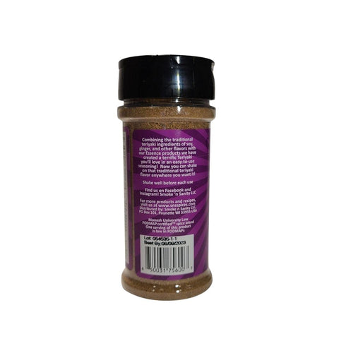 Smoke n Sanity Teriyaki Seasoning, Certified Low FODMAP, Gluten Free, 4.7 oz Shaker