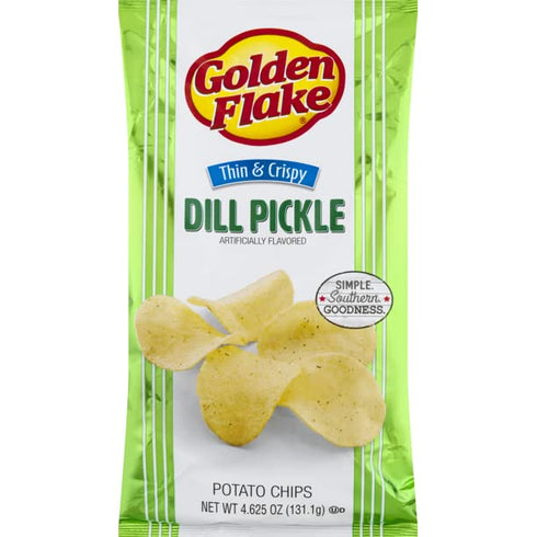 5oz (Pack4) Golden Flake Dill Pickle Potato Chips, Bag