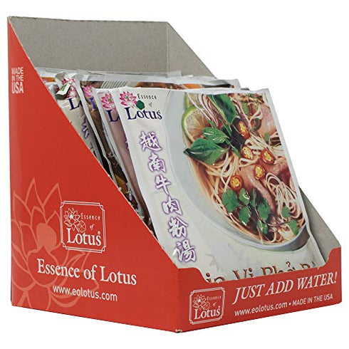 12-Pack) Essence of Lotus Instant Beef Pho Soup Mix Ready-to-Eat Flavorful, Restaurant-Quality Pho broth, Made in the