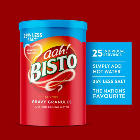 190 (Pack 1) Bisto Reduced Salt Beef Gravy Granules, Great with Beef g Drum