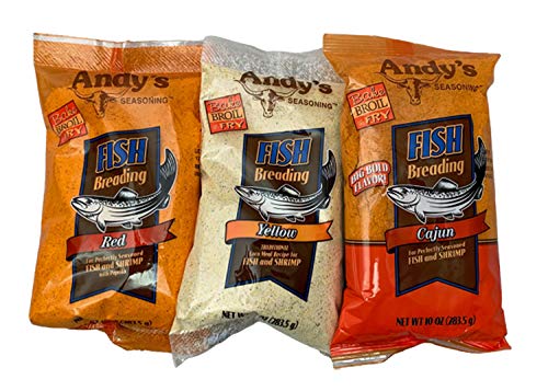 Andy's Seasoning Fish Breading - 3 PACK (1 Red, 1 Yellow, 1 Cajun)
