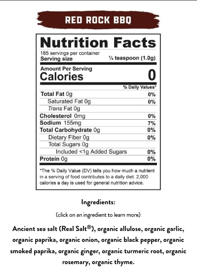 Redmond Real Sea Salt - Natural Unrefined Gluten Free Red Rock BBQ Shaker