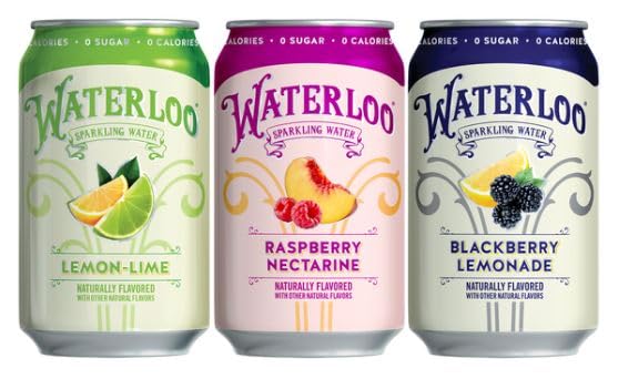 Generic Waterloo-Sparkling Water, Naturally Flavored Variety Pack Lemon-Lime, Raspberry Nectarine, Blackberry Lemonade, 12