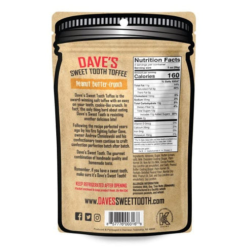 Set (4 oz. 3) Dave's Sweet Tooth Toffee - Peanut Butter Crunch Toffee Gift x - Homemade & Handmade Peanut Butter