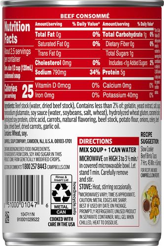 Consomme 10.5 oz (Pack 6) Campbell's Condensed Beef Soup, Can