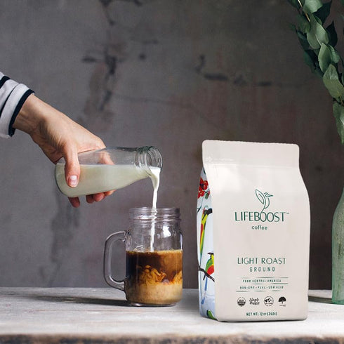 12 Lifeboost Light Roast Ground Coffee - Non-GMO Single Origin Low Acid Organic Light Roast Coffee - Third Party Tested