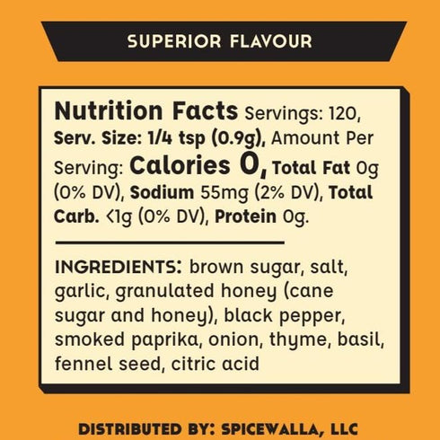 Spicewalla Honey and Herb Rub 3.8 oz | Garlic, Salt, Brown Sugar, Basil, Black Pepper | Non-GMO, Gluten Free