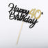 PALASASA Black Gold Glitter Happy Birthday Cake Topper, 40th Anniversary/Birthday Party Decoration
