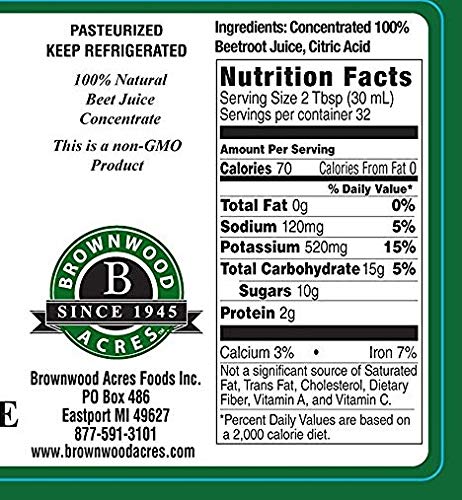 (32 OZ) 70 100% Beet Juice Concentrate by Brownwood Acres - FL Unsweetened, Brix Pure Concentrated Beetroot Juice