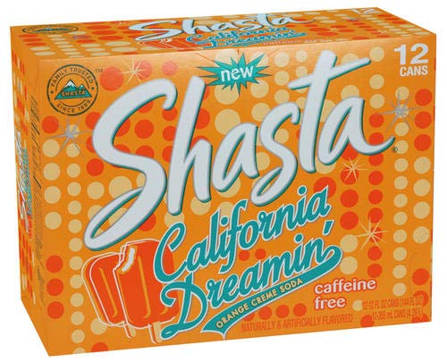 shasta Orange Creme Soda, California Dreamin, 12 Oz Can (Pack of 12)