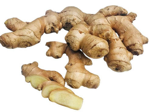 Generic Set Fresh Cooking Ingredients - Ginger Root, Curry Leaves, Garlic Cloves, Thai Green Chili Peppers