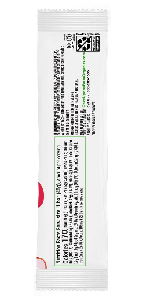 Bar,1.6oz Once Upon a Farm Organic Apple Cinnamon Refrigerated Oat Kids'