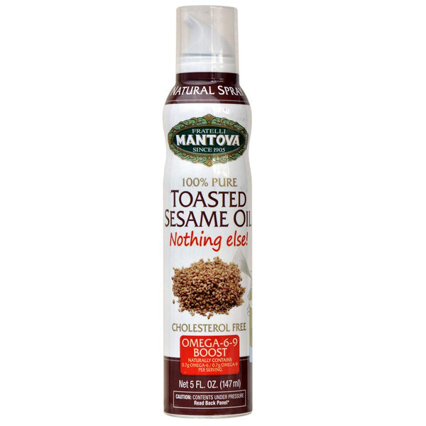 Mantova Toasted Sesame Oil - 100% Pure Cooking Spray, 5 oz, Perfect for Grilling