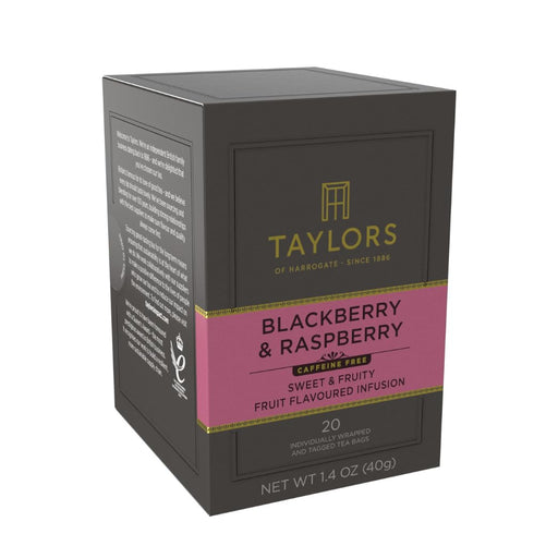 20 Count (Pack 1), 20 Taylors of Harrogate Blackberry & Raspberry, Herbal Tea, Individually Wrapped Bags, of Sweet