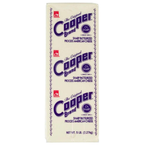 The Original Cooper Brand Cooper Sharp White American Cheese Block 5 lb Aged, Real Milk Cheese