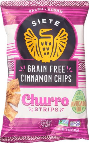 5 oz (Pack 2) Siete Grain Free Cinnamon Churro Strips, Bag, Gluten & Dairy Free, Paleo, Vegan, Non-GMO