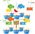 TUKIMA 21 PCS Pastel Blue Fishing Cake Toppers for Birthday & Baby Shower Parties