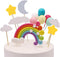 Palksky Colorful Rainbow Cake Topper/Wedding Cake Flags/Cupcake Picks Set - Includes Cloud Balloon Moon Stars