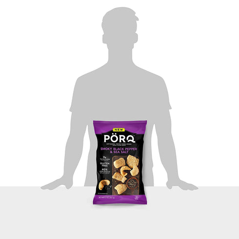 2-Ounce (Pack 3) PORQ Artisanal Fried Pork Rinds, Smoky Black Pepper & Sea Salt with Smoke Flavor Added, Gluten Free