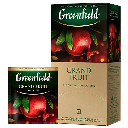 Greenfield Grand Fruit Black Tea Collection - 25 Teabags in Special Foil Sachet for Exceptional Freshness