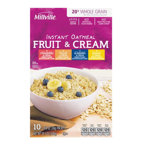 Generic Millville Fruit & Cream Oatmeal Variety Pack - 8.4 oz (240g)