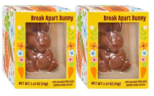 Generic T'J's Break Apart Bunny, milk chocolate Easter Bunny filled with gummy candy