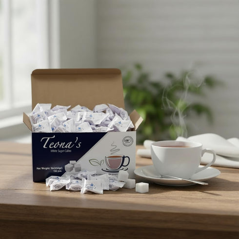 152 1 LB 100% Teonas White Sugar Cubes - Individually Wrapped Box | Beet Root - Perfect Size for Tea & Coffee | Raw