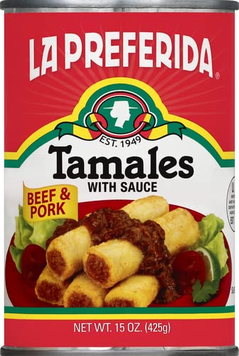 15 oz. (Pack 12) La Preferida Beef & Pork Canned Tamales with Sauce