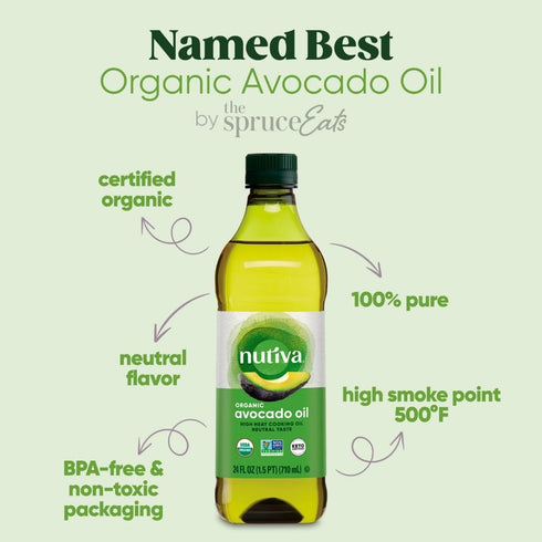 24 Oz Nutiva Organic Steam-Refined Avocado Oil - Perfect for Cooking, Frying, Baking, and Dressing - High-Heat Oil
