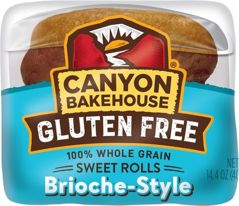 Canyon Bakehouse 6 Count Brioche-Style Sweet Rolls, Gluten Free Brioche Dinner Rolls, Fresh